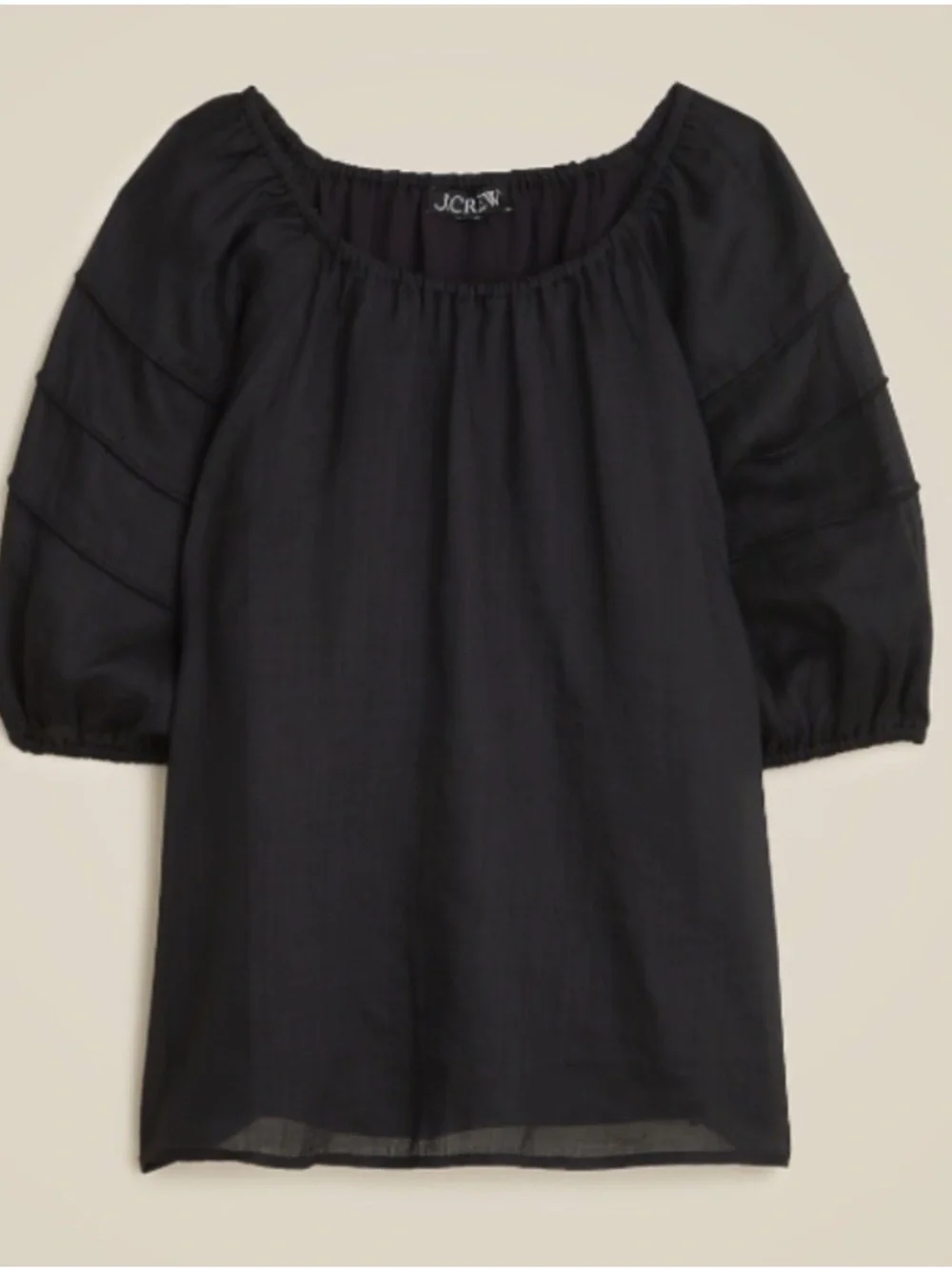 J. Crew Black Puff Sleeve Peasant Top
